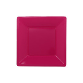 Assiette Plastique Carrée Plate Fuchsia 170mm (25 Utés)