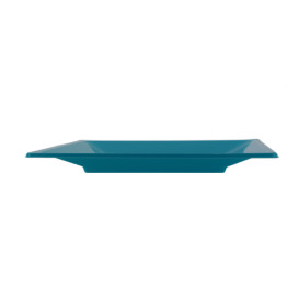 Assiette Plastique Carrée Plate Turquoise 230mm (750 Utés)
