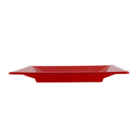 Assiette Plastique Carrée Plate Rouge 230mm (750 Unités)