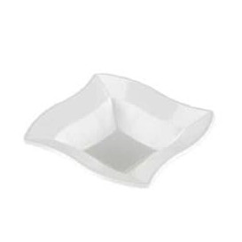 Bol en Plastique PS Carré Ondulé Blanc 18x18cm (25 Utés)