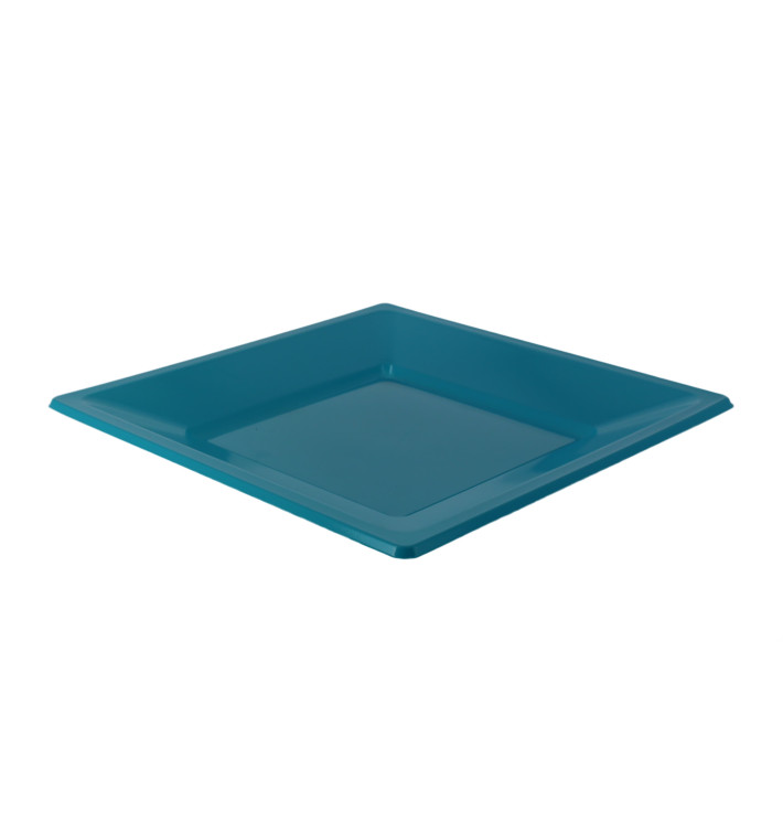 Assiette Plastique Carrée Plate Turquoise 230mm (750 Utés) Assiette Plastique Carrée Plate Turquoise 230mm (750 Utés)