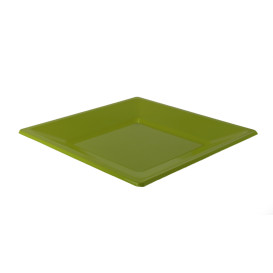 Assiette Plastique Carrée Plate Pistache 230mm (3 Utés)