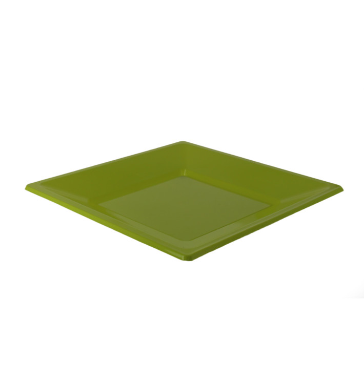 Assiette Plastique Carrée Plate Pistache 230mm (3 Utés)