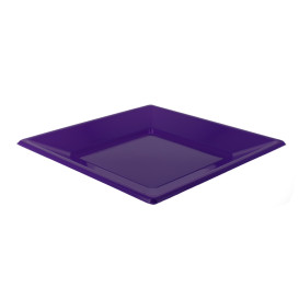 Assiette Plastique Carrée Plate Lilas 230mm (25 Unités)