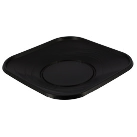 Assiette Plastique PP "X-Table" Carré Noir 230mm (8 Utés)