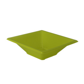 Bol en Plastique PS Carré Pistache 12x12cm (12 Utés)