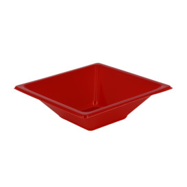 Bol en Plastique PS Carré Rouge 12x12cm (25 Utés)