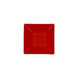 Bol en Plastique PS Carré Rouge 12x12cm (25 Utés)