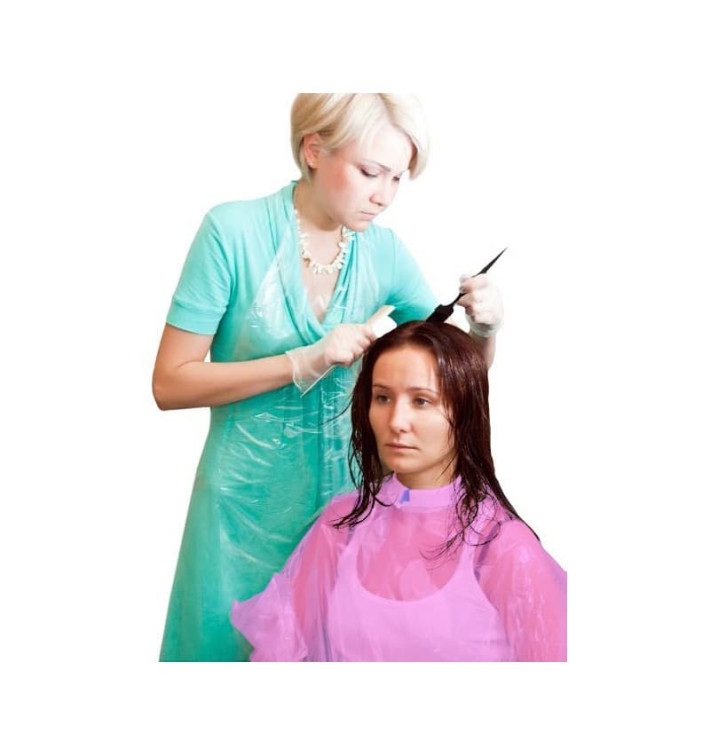 Cape de Protection Teinture en PE Rose en Sachet (1000 Utés) Cape de Protection Teinture en PE Rose en Sachet (1000 Utés)