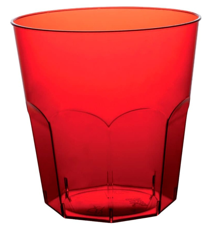 Verre Plastique Rouge Transp. PS Ø73mm 220ml (50 Utés)