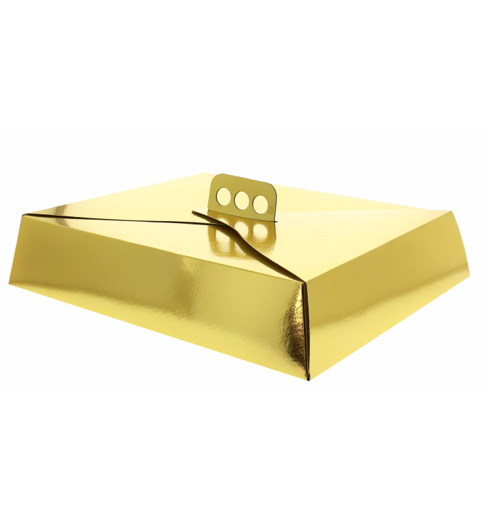 Boîte Carton Or métallisé pour Tarte 23,5x30x8 cm Boîte Carton Or métallisé pour Tarte 23,5x30x8 cm