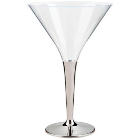 Verre à Cocktail Plastique Pied Argenté 100ml (48 Unités)