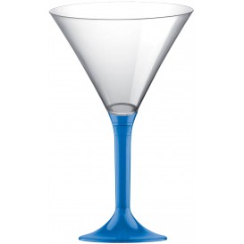 Flûte Plastique Cocktail Pied Bleu Transp. 185ml 2P (200 Utés)