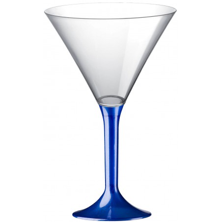 Flûte Plastique Cocktail Pied Bleu Perlé 185ml 2P (20 Utés)