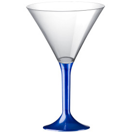 Flûte Plastique Cocktail Pied Bleu Perlé 185ml 2P (200 Utés)