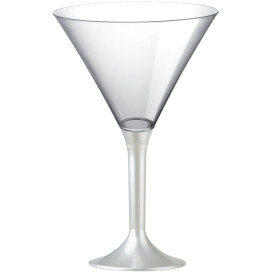 Flûte Plastique Cocktail Pied Blanc Perlé 185ml 2P (20 Utés)