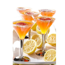 Verre à Cocktail Plastique Pied Argenté 100ml (6 Unités)