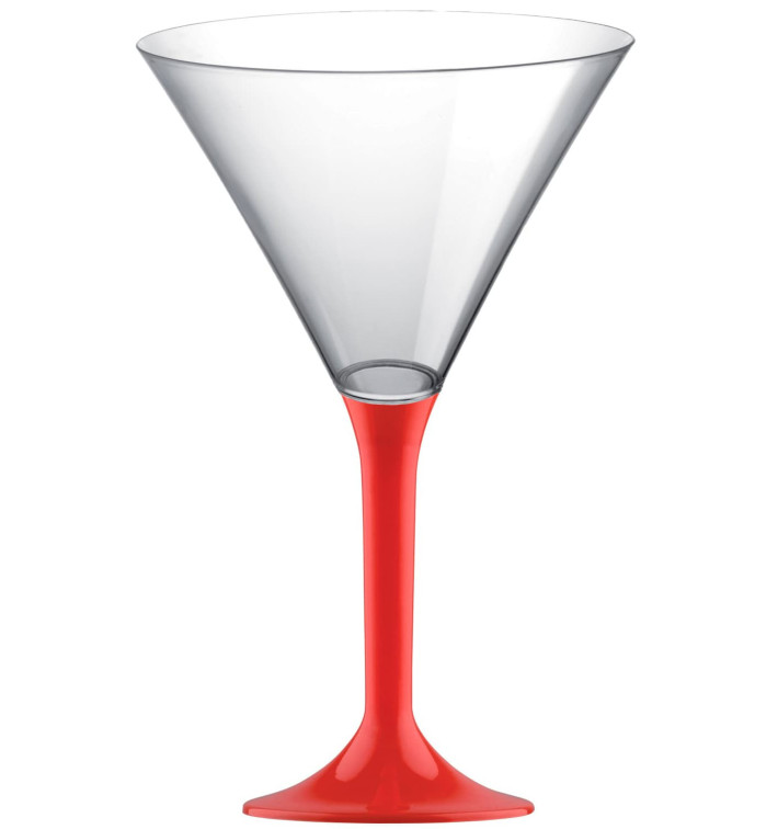 Flûte Plastique Cocktail Pied Rouge 185ml 2P (200 Utés) Flûte Plastique Cocktail Pied Rouge 185ml 2P (200 Utés)