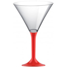 Flûte Plastique Cocktail Pied Rouge 185ml 2P (20 Utés)