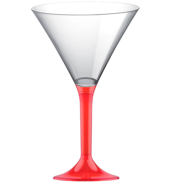 Flûte Plastique Cocktail Pied Rouge Transp.185ml 2P (200 Utés) Flûte Plastique Cocktail Pied Rouge Transp.185ml 2P (200 Utés)