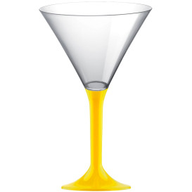 Flûte Plastique Cocktail Pied Jaune 185ml 2P (20 Utés)