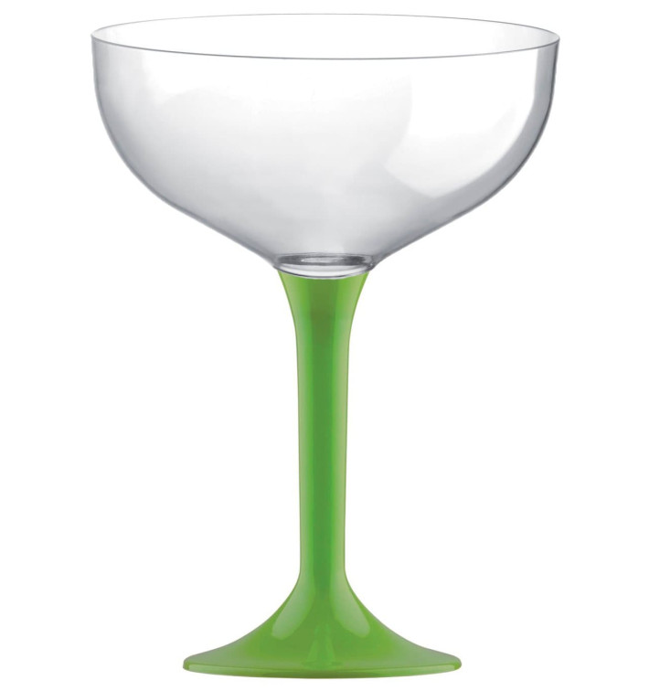 Flûte Champagne Plastique Pied Vert citron 200ml 2P (20 Utés) Flûte Champagne Plastique Pied Vert citron 200ml 2P (20 Utés)
