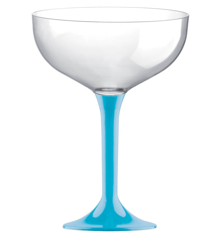 Flûte Champagne Plastique Pied Turquoise 200ml 2P (20 Utés) Flûte Champagne Plastique Pied Turquoise 200ml 2P (20 Utés)