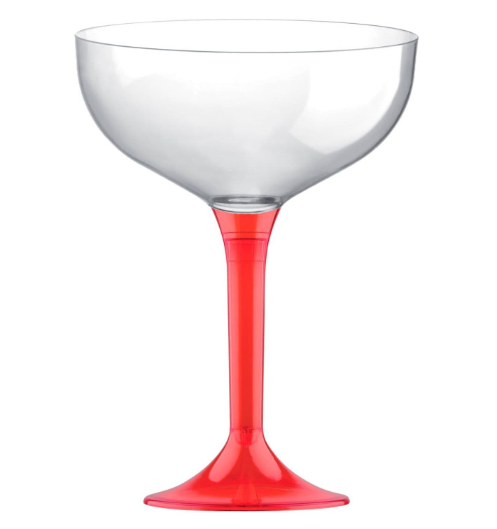 Flûte Champagne Plastique Pied Rouge Trans. 200ml 2P (200 Utés) Flûte Champagne Plastique Pied Rouge Trans. 200ml 2P (200 Utés)