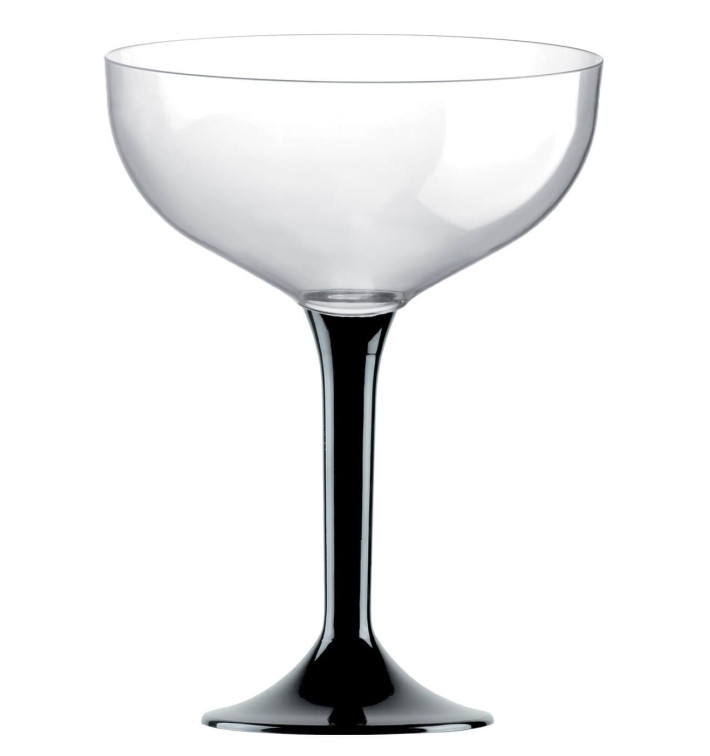 Flûte Champagne Plastique Pied Noir 200ml 2P (20 Utés) Flûte Champagne Plastique Pied Noir 200ml 2P (20 Utés)