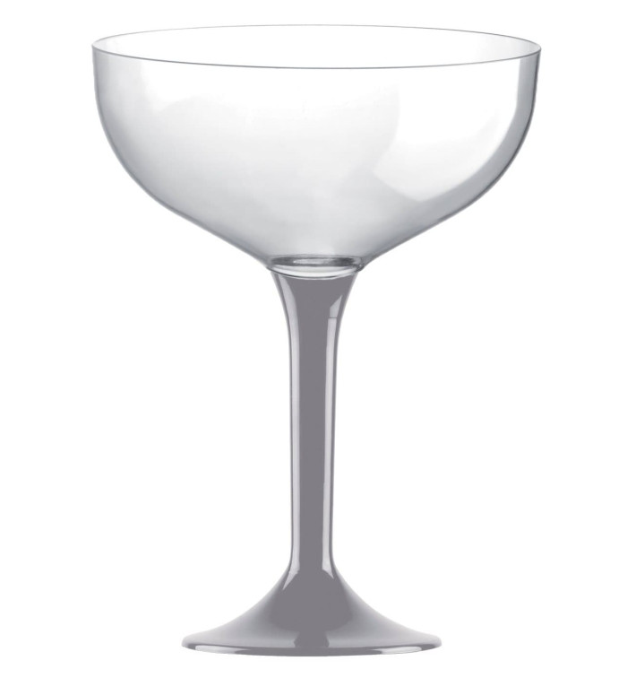 Flûte Champagne Plastique Pied Gris 200ml 2P (20 Utés) Flûte Champagne Plastique Pied Gris 200ml 2P (20 Utés)