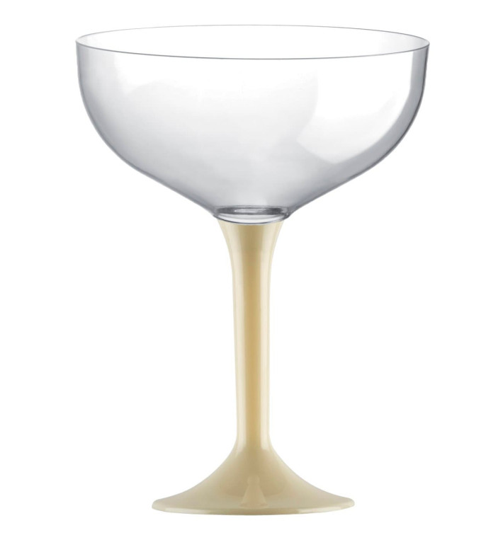 Flûte Champagne Plastique Pied Creme 200ml 2P (20 Utés) Flûte Champagne Plastique Pied Creme 200ml 2P (20 Utés)