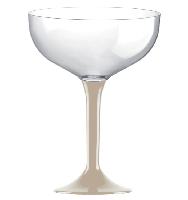 Flûte Champagne Plastique Pied Beige 200ml 2P (20 Utés) Flûte Champagne Plastique Pied Beige 200ml 2P (20 Utés)