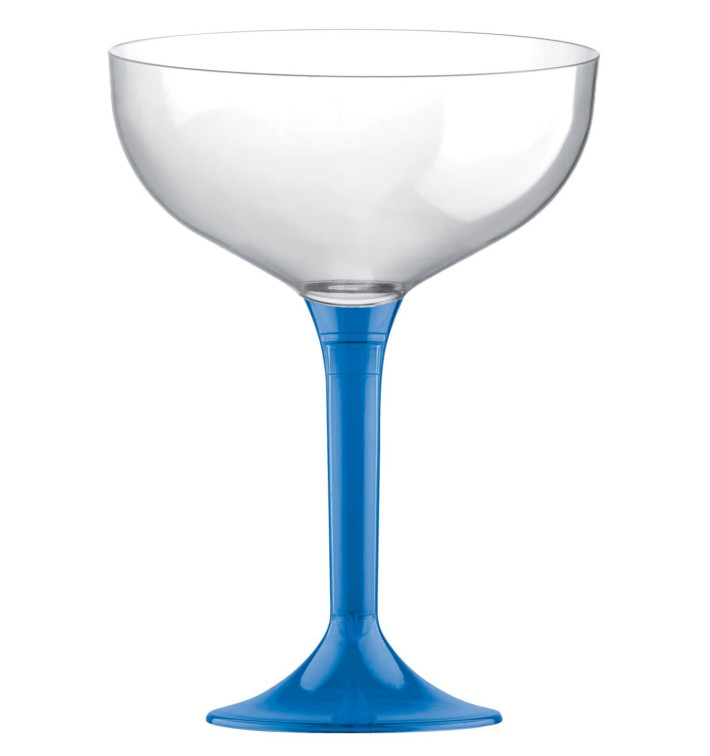 Flûte Champagne Plastique Pied Bleu Trans. 200ml 2P (200 Utés) Flûte Champagne Plastique Pied Bleu Trans. 200ml 2P (200 Utés)