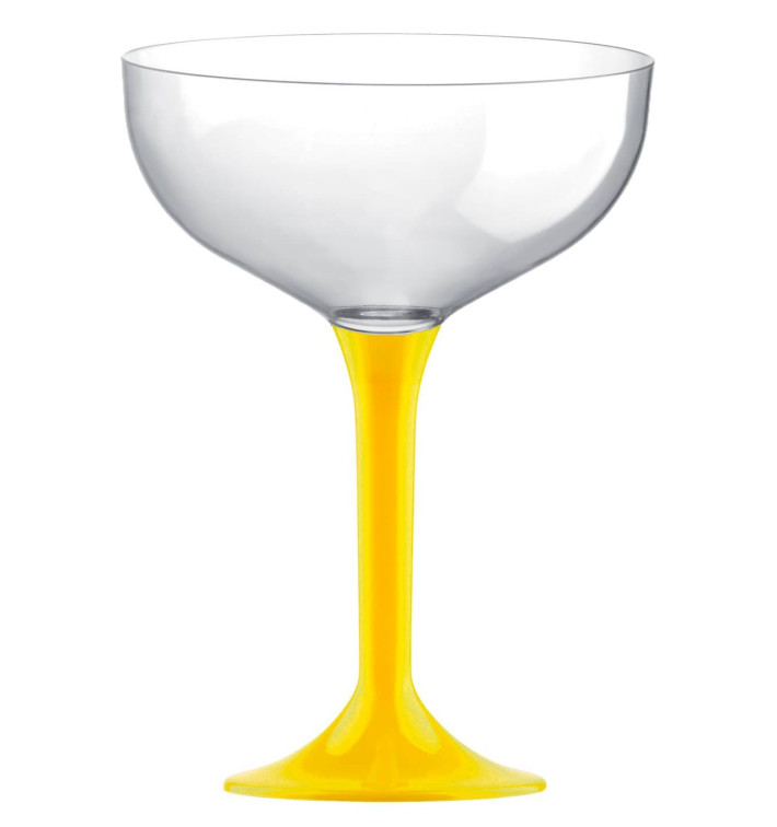 Flûte Champagne Plastique Pied Jaune 200ml 2P (20 Utés) Flûte Champagne Plastique Pied Jaune 200ml 2P (20 Utés)