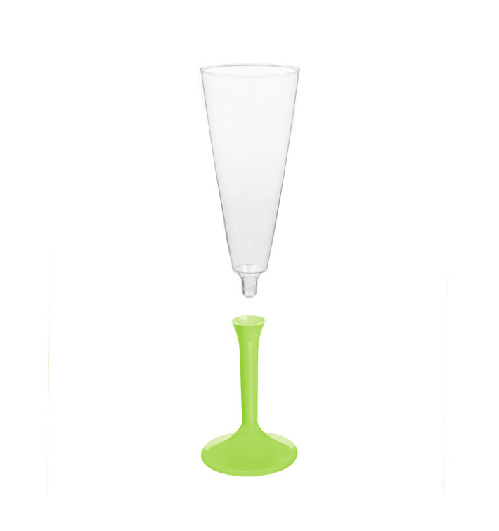 Flûte Champagne Plastique Pied Vert citron 160ml 2P (200 Utés) Flûte Champagne Plastique Pied Vert citron 160ml 2P (200 Utés)