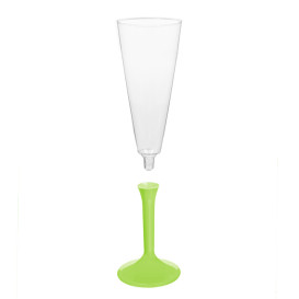 Flûte Champagne Plastique Pied Vert citron 160ml 2P (20 Utés)