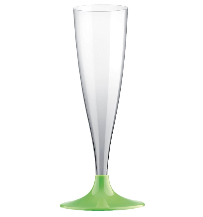 Flûte Champagne Plastique Pied Vert citron 140ml 2P (20 Utés) Flûte Champagne Plastique Pied Vert citron 140ml 2P (20 Utés)