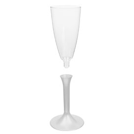 Flûte Champagne Plastique Pied Blanc Perlé 120ml 2P (200Utés)