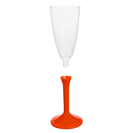 Flûte Champagne Plastique Pied Rouge 120ml 2P (20 Utés)