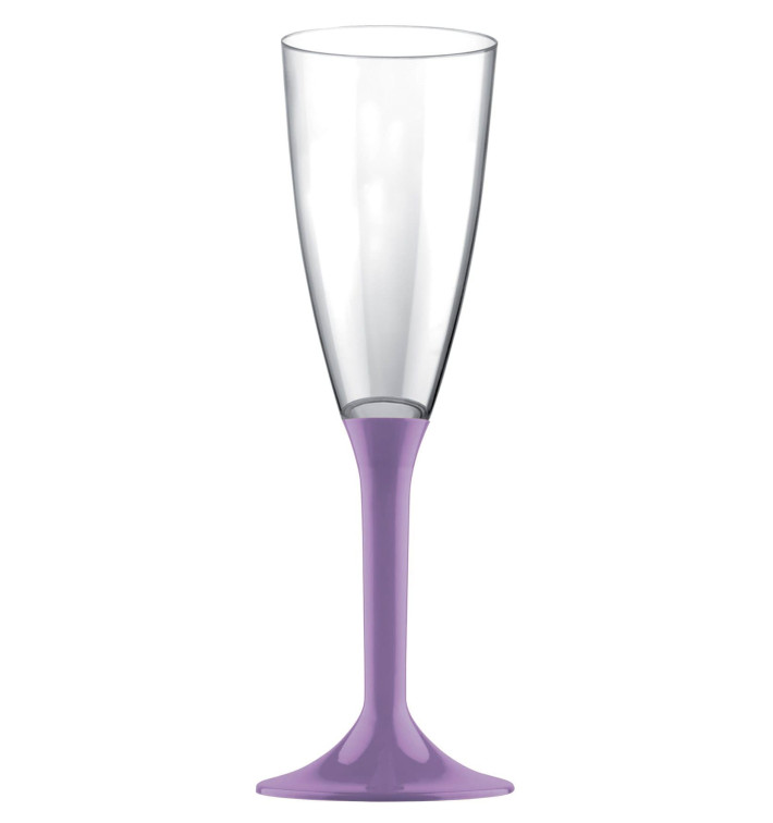 Flûte Champagne Plastique Pied Lilas 120ml 2P (200 Utés) Flûte Champagne Plastique Pied Lilas 120ml 2P (200 Utés)