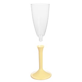 Flûte Champagne Plastique Pied Crème 120ml 2P (20 Utés)