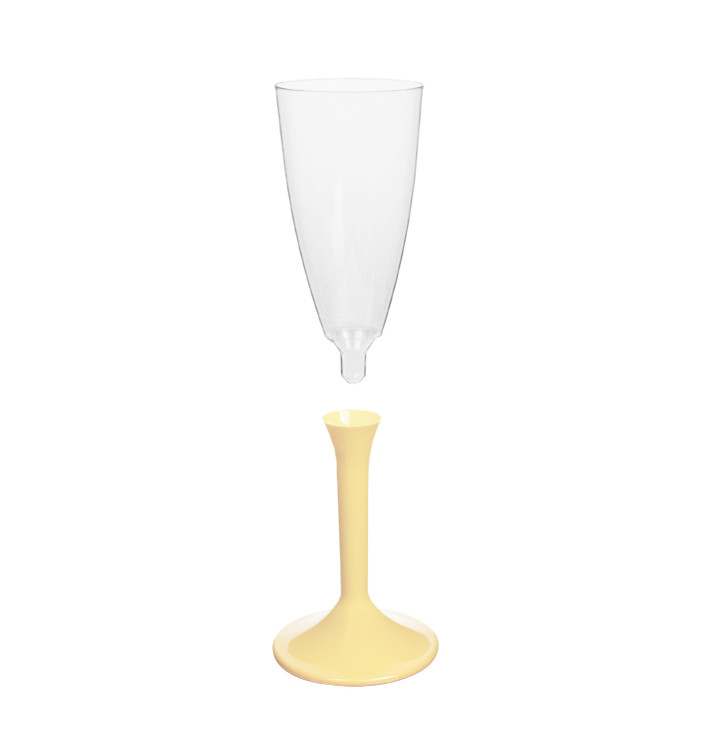 Flûte Champagne Plastique Pied Crème 120ml 2P (20 Utés) Flûte Champagne Plastique Pied Crème 120ml 2P (20 Utés)