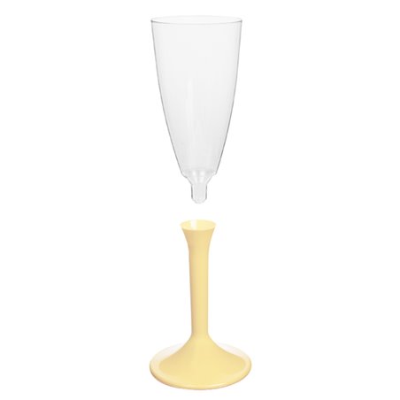 Flûte Champagne Plastique Pied Crème 120ml 2P (20 Utés)