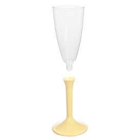 Flûte Champagne Plastique Pied Crème 120ml 2P (200 Utés)