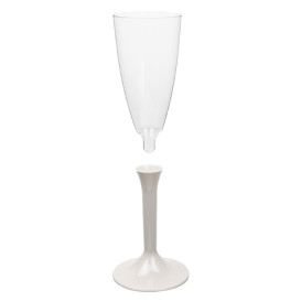 Flûte Champagne Plastique Pied Beige 120ml 2P (20 Utés)