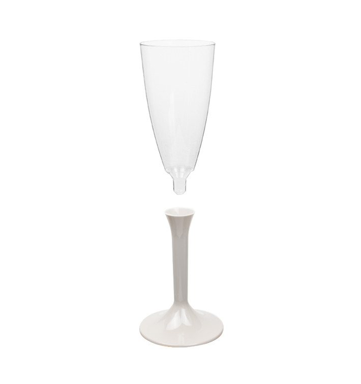 Flûte Champagne Plastique Pied Beige 120ml 2P (20 Utés) Flûte Champagne Plastique Pied Beige 120ml 2P (20 Utés)
