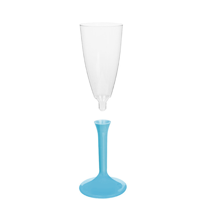 Flûte Champagne Plastique Pied Turquoise 120ml 2P (20 Utés) Flûte Champagne Plastique Pied Turquoise 120ml 2P (20 Utés)