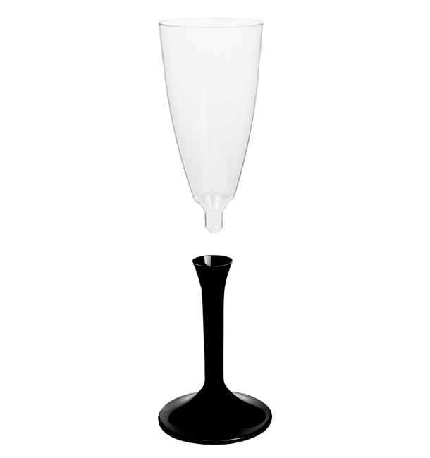 Flûte Champagne Plastique Pied Noir120ml 2P (20 Utés)