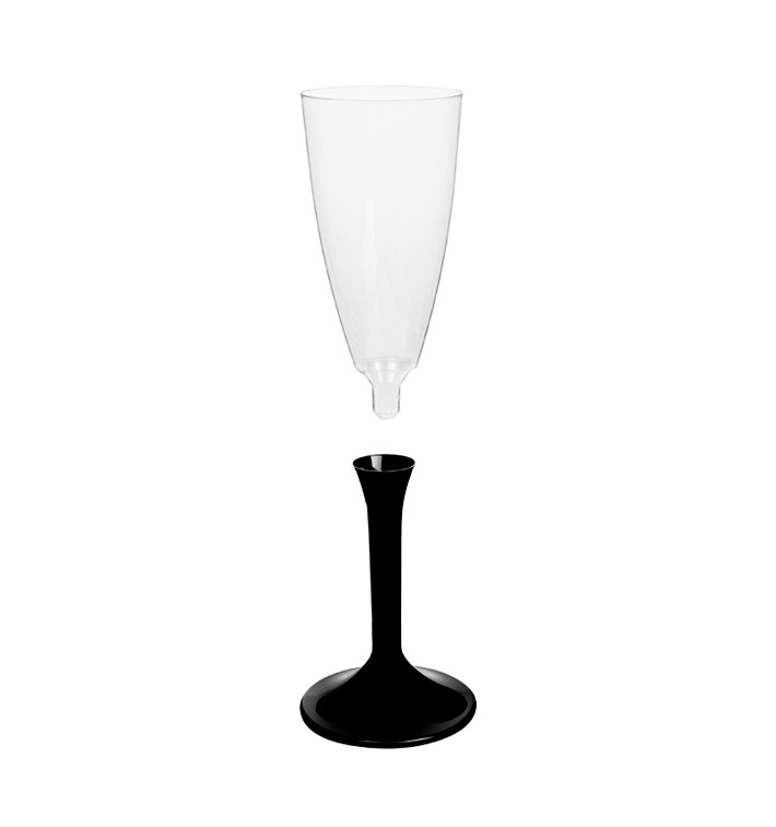 Flûte Champagne Plastique Pied Noir 120ml 2P (200 Utés) Flûte Champagne Plastique Pied Noir 120ml 2P (200 Utés)