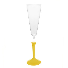 Flûte Champagne Plastique Pied Jaune 160ml 2P (200 Utés)